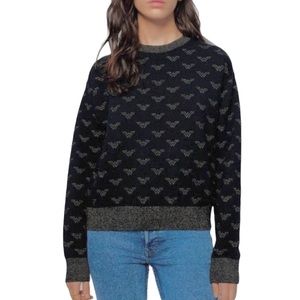 REDONE RE/DONE Wonder Woman Metallic WW Logo Black Sweater NEW Size XS